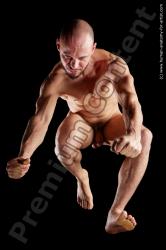 Nude Man White Muscular Bald Hyper angle poses Realistic